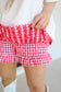 Briella Smocked Tiered Gingham Skort - Red