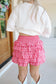 Briella Smocked Tiered Gingham Skort - Red