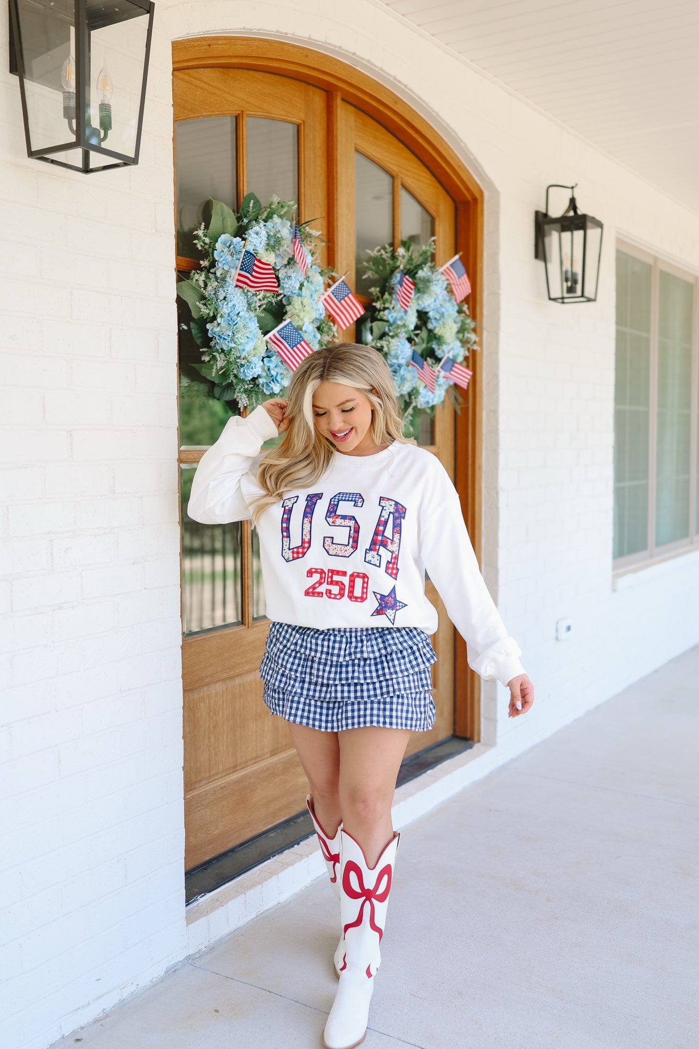 USA Babe Patchwork Sweatshirt - Off White