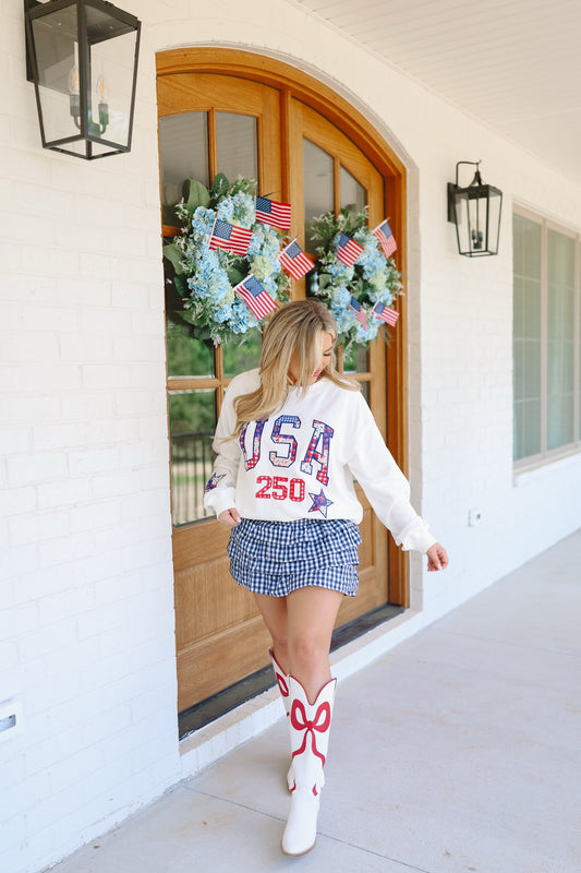 USA Babe Patchwork Sweatshirt - Off White