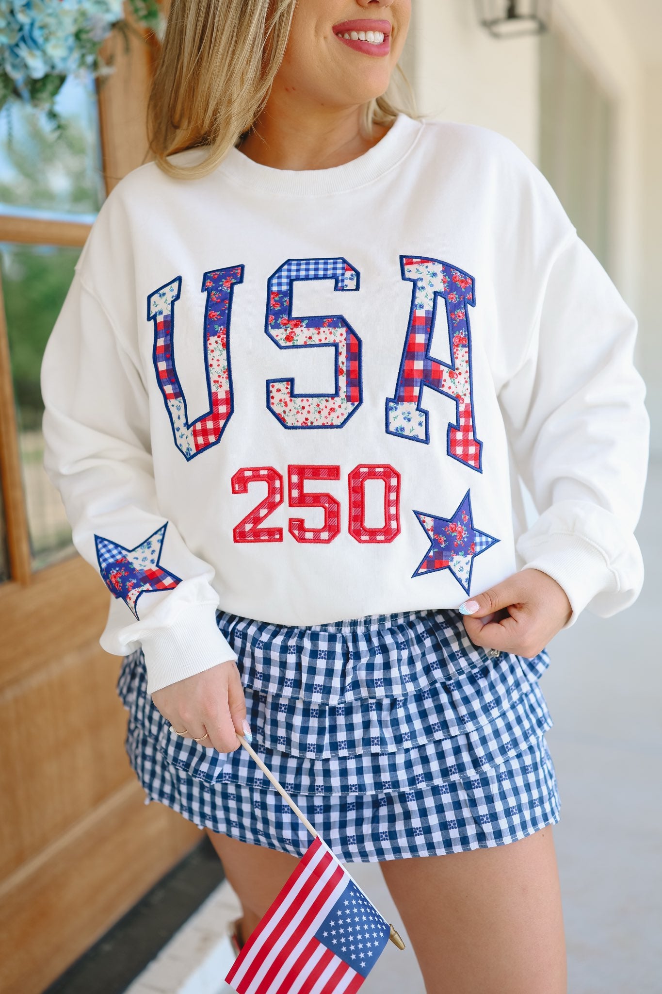 USA Babe Patchwork Sweatshirt - Off White