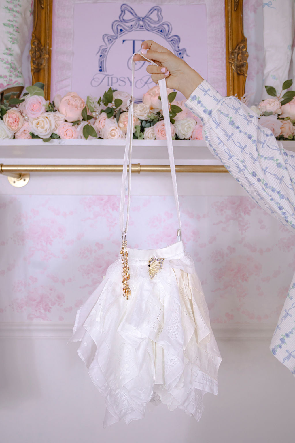 Crossbody Snagbag- White/Champagne