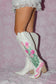 Pink Tulip Hand Painted Cowgirl Boots – White