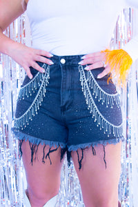 Rhinestone Cowgirl Shorts- Charcoal