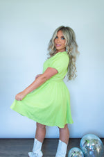 Load image into Gallery viewer, Center Of Attention Dress- Lime
