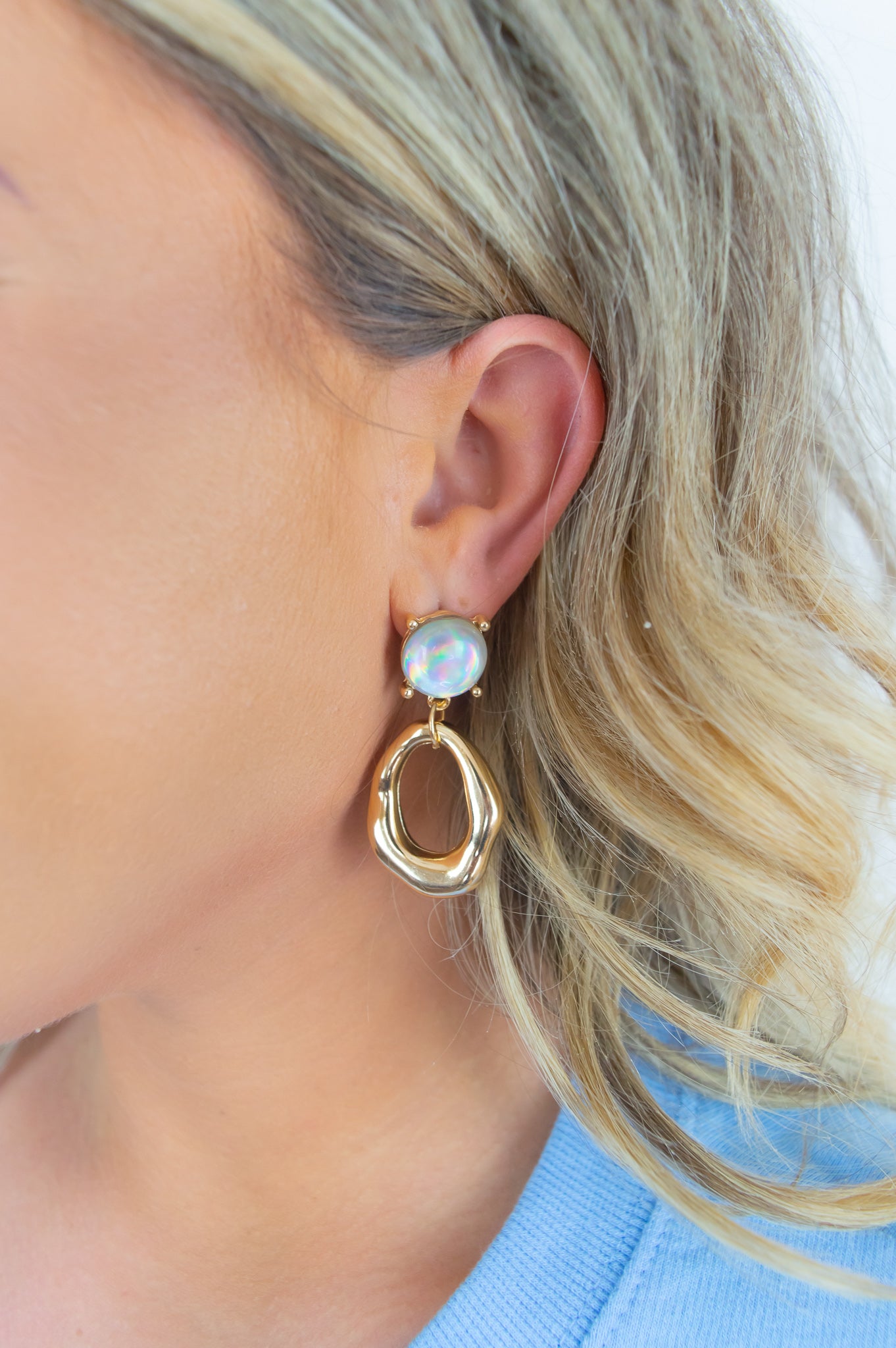 Opal Earrings Opal Gold Earrings Gold Drop Earrings Gold Hoops Opal Lightweight Earrings Trendy Accessories Stud Back Earrings Nashville Accessories 