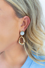 Load image into Gallery viewer, Opal Earrings Opal Gold Earrings Gold Drop Earrings Gold Hoops Opal Lightweight Earrings Trendy Accessories Stud Back Earrings Nashville Accessories 
