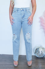 Load image into Gallery viewer, Shine On Straight Leg Jeans- Medium Wash

